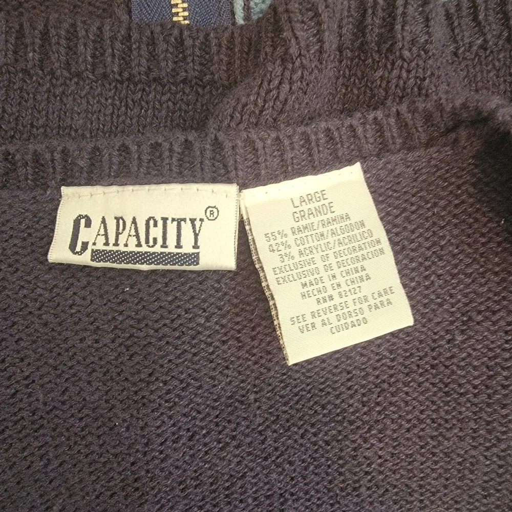 Capacity Vintage Ugly Sweater Zip Up Vest Size L - Picture 6 of 6